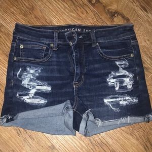 Distressed Hi Rise Shortie American Eagle shorts